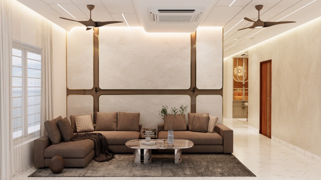 Curved Metallic Brass Living Suite