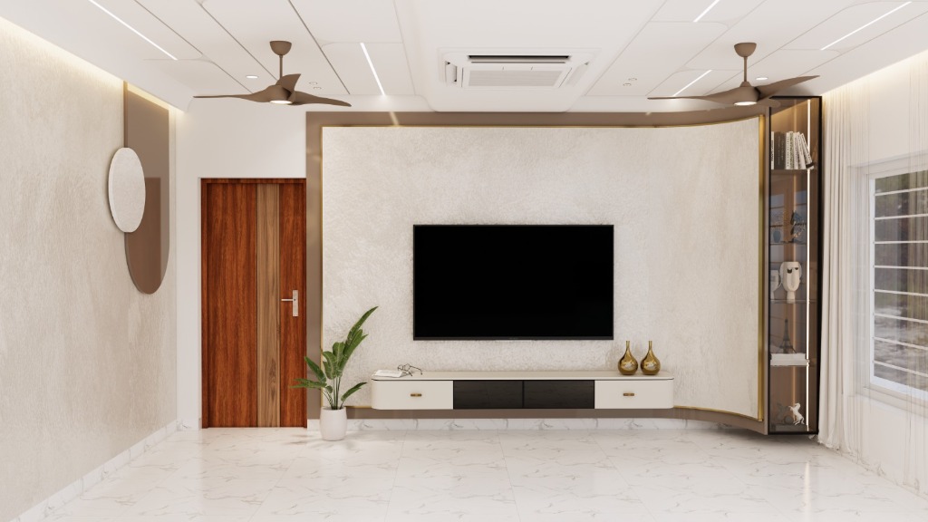 Curved Accent Media Wall Unit